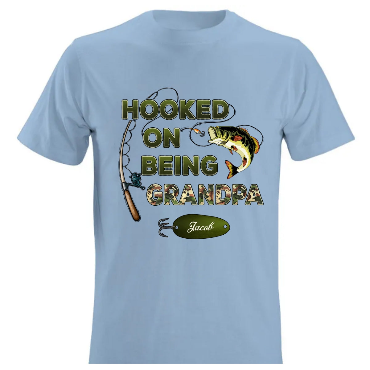 Copy of Hooked On Being Grandpa Papa Fishing Camouflage Personalized Shirt, Unique 2025 Father's Day Gift For Grandpa, Dad, Husband